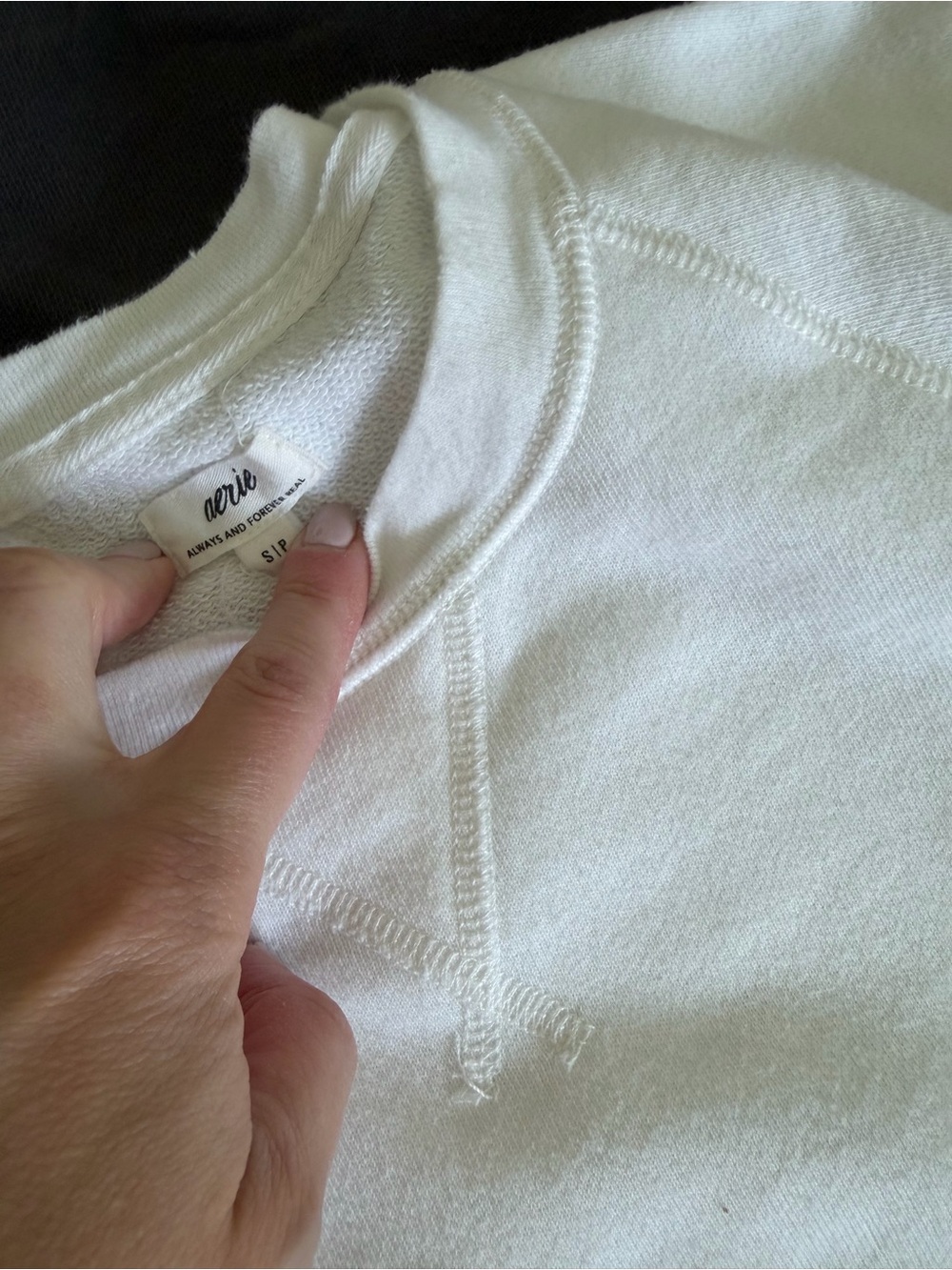 Aerie Crewneck Sweatshirt Bundle - washed Black, White, light yellow - Picture 3 of 4